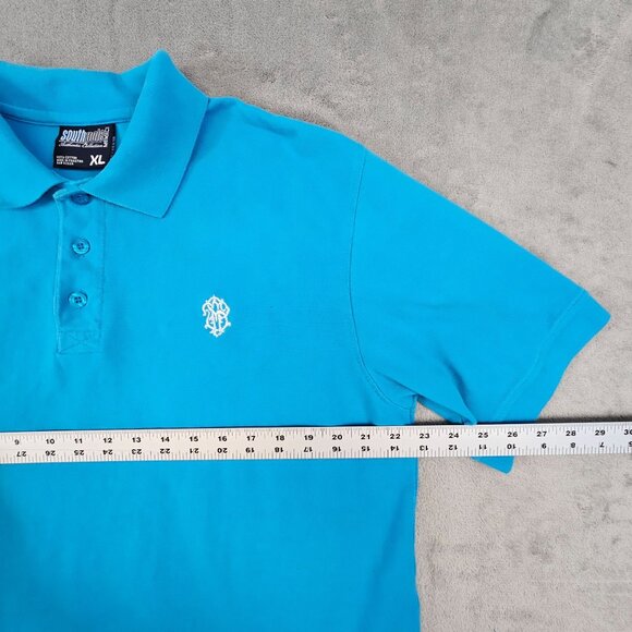 SouthPole Polo Shirt Men's Size XL Turquoise Blue Y2K Hip Hop Preppy Golf Casual - Picture 5 of 11